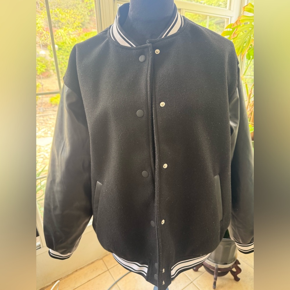 H&M Women black letterman jacket